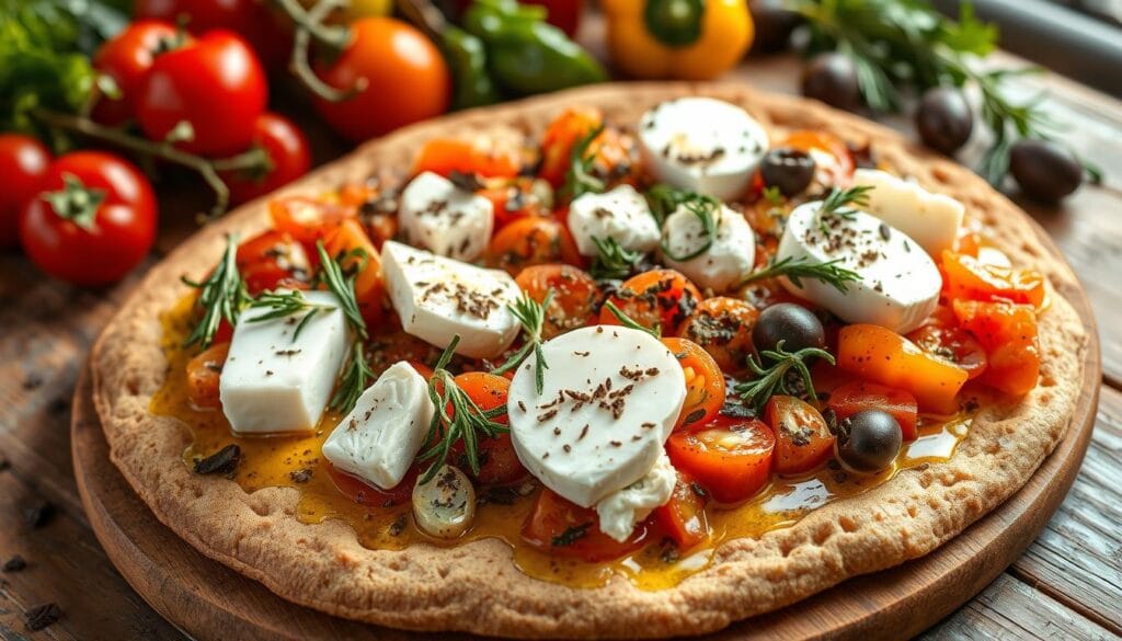 Mediterranean Wheat Flatbread with Cheese