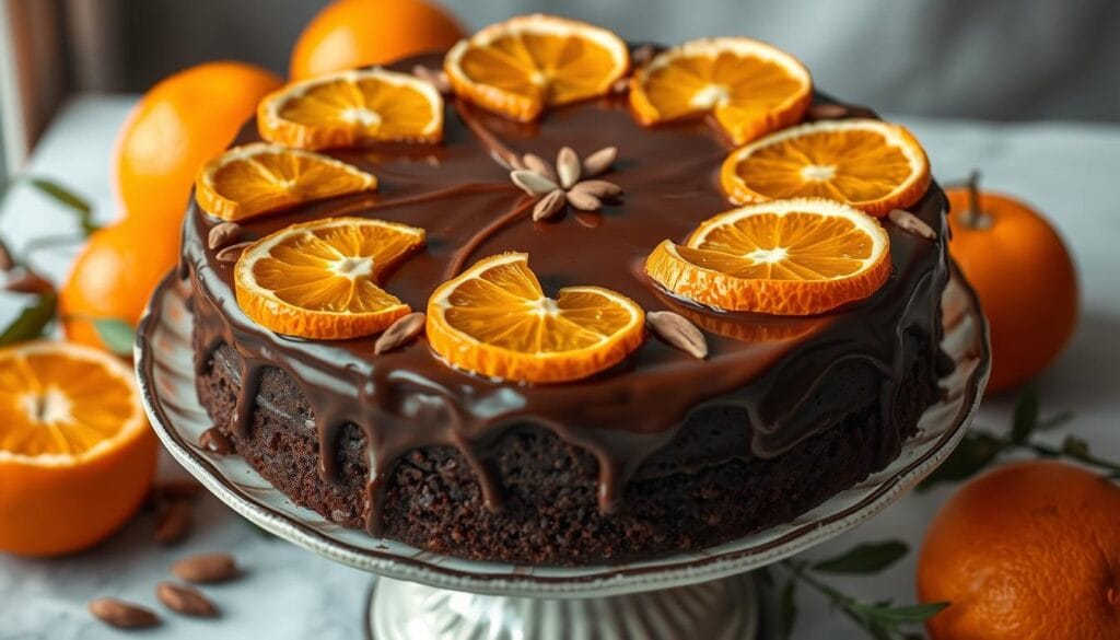 gourmet baking chocolate orange almond cake