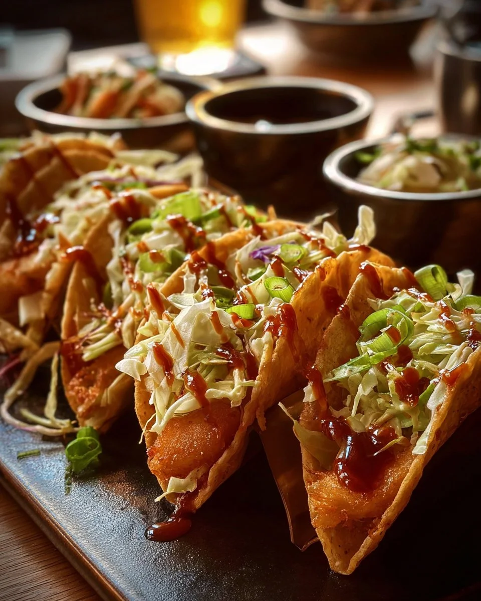 Delicious Chicken Wonton Tacos from Applebee's served with sauces.